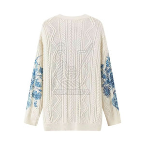 Cardigan en tricot doux et confortable pour femme, col en V, boutonné, manches longues, style vintage, respirant, idéal pour l'hiver - Product Image 2