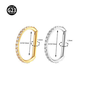 Anneau de nez en titane Gaby G23, bijoux, boucle d'oreille Daith, anneau de cartilage, <span class=keywords><strong>tragus</strong></span>, anneaux en forme de D, anneaux segmentés à charnière avec CZ transparent - Product Image 6