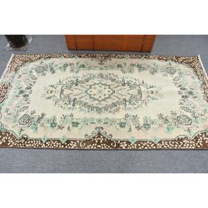 Tapis turc vintage 3,6x7,1 pi (111x215 cm), tapis brun bleu ombré - Product Image 2