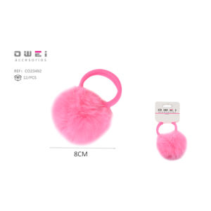 ยางรัดผมสีชมพูกำมะหยี่ยาว8ซม. - Product Image 1