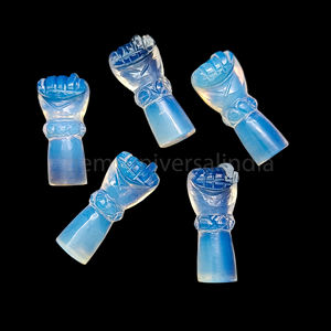 Natural Opalite Stone <b>Hamsa</b> Hand Shape Carved Gemstone for Jewelry Making Charms 30mm Hand Carved Loose Gemstone Miniatures Bulk - Product Image 6