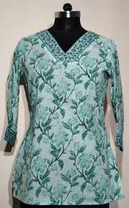 Ropa de verano transpirable suave Floral ropa de oficina para mujer 2025 últimas camisetas de algodón estampadas camisas largas India al por mayor - Product Image 2