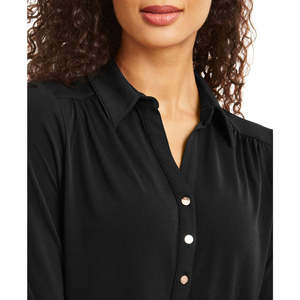 Maglietta Polo da Donna Charter Club, Vestibilità Slim, Nera, in Maglia, Taglia Small, Traspirante, in Seta, con Logo Ricamato, Lunghezza Lunga - Product Image 3