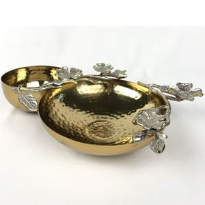 Nuevo Plato Decorativo de Acero Inoxidable Hecho a Mano con Diseño Clásico de Nueces, Servidor de Ensaladas con Soportes Florales, Vajilla - Product Image 2