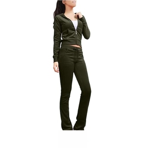 Ensemble de survêtement pour femmes, coupe ajustée, imprimé uni, de haute qualité, pour le yoga, le pilates, entraînement, séchage rapide, léger, polyester/coton - Product Image 1