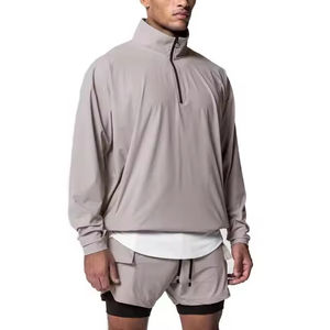 Cortavientos de nailon personalizado, ligero, impermeable, de alta calidad, conjunto corto con cierre de cremallera, conjuntos para correr y correr - Product Image 1