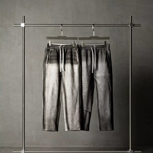 Pantalons de survêtement surdimensionnés et lourds, lavage à l'acide personnalisé, ample, 380 g/m², uni, personnalisé, jambes larges, pantalons de survêtement pour hommes - Product Image 1