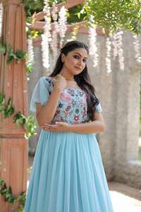 Nuevo diseñador último estilo elegante moda Faux Georgette vestido con lentejuelas multihilo bordado Trabajo Mujer moda exportador - Product Image 2