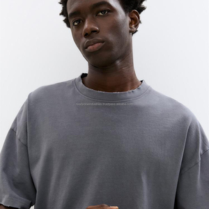 100% coton luxe uni coton doux pour hommes haute qualité poids lourd 400gsm goutte épaule T-Shirts personnalisé surdimensionné t-shirt - Product Image 5