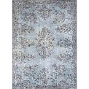 Alfombra de Lana Azul Vintage Anudada a Mano Pae-700 con Patrón de Medallón 9x12 para Decoración de Sala de Estar, Alfombras de Jaipur, EE. UU. - Product Image 1