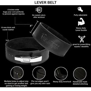 Ceintures de luxe en cuir de peau de vache véritable du Pakistan haltérophilie lourde avec levier à boucle en alliage LUXE - Product Image 4
