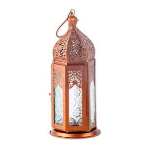 Ensemble de 3 lanternes décoratives en métal et en verre de style marocain, finition dorée en laiton, porte-bougie pour la décoration de la maison - Product Image 4