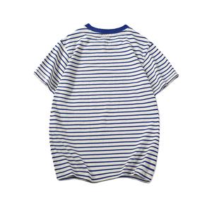 300gsm ผ้าฝ้าย100% สำหรับผู้ชายและผู้หญิงใช้ได้ทุกเพศเสื้อยืดลายทางแบบลำลอง300g สำหรับผู้ชาย - Product Image 2