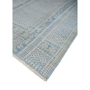 พรมขนสัตว์คิลิมทำมือ Nayaab ขนาดใหญ่ 9x12 ฟุต สีน้ำเงิน ทอลายเรียบ ลายเรขาคณิต หนา 10 มม. เหมาะสำหรับทางเข้าบ้านหรือห้องละหมาด - Product Image 2