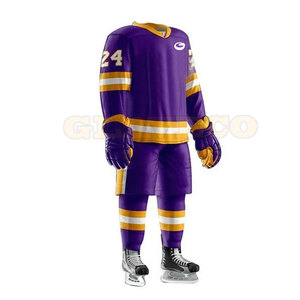 Nouveauté en stock, uniforme de hockey sur glace de haute qualité, respirant, avec logo personnalisé imprimé, 100% polyester, écologique - Product Image 4