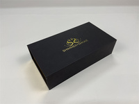 Boîte-cadeau en papier rigide en or noir de luxe écologique avec impression de logo personnalisé avec estampage par feuille pour ensemble de cosmétiques scintillants
