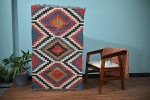 4x6 Ft Wool Jute Kilim Runner Rug Customizable Color Geometric Pattern Washable Handmade Vintage Boho Home Decor Medium Pile - Product Image 4