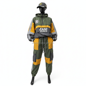 Conjunto de Chaqueta Cortavientos Ripstop de 160 GSM para Mujer en Paneles de Color Verde, Amarillo y Gris, Logotipo Personalizado con Transferencia de Calor, Chaqueta Cortavientos de Talla Grande - Product Image 6