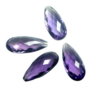 Vente en gros d'améthyste violette de qualité supérieure en forme de goutte à facettes taille libre pierres précieuses naturelles en vrac pour la fabrication de bijoux - Product Image 1