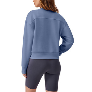 Jersey de mujer de color sólido, Sudadera corta con cuello redondo, jersey de mujer de gran tamaño, Sudadera corta - Product Image 6