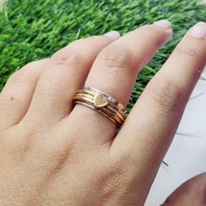 Heart <b>Brass</b> Spinner Silver <b>Ring</b> 925 Silver <b>Brass</b> Spinner <b>Ring</b> - Product Image 1