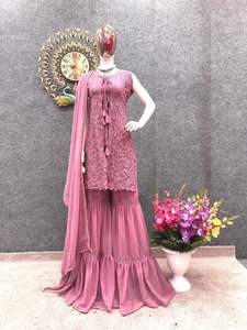 Launching New Designer Party Wear Look Heavy Embroidery Sequence Work <b>Top</b> Bottom With <b>Shrug</b> Blouse and Dupatta - Product Image 6