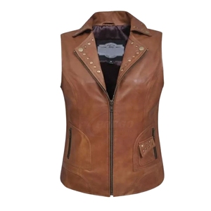 Chaleco de Cuero para Motociclistas al por Mayor para Mujer |   Nuevo Material, Cómodo de Usar, Transpirable, de Alta Calidad, Prenda Exterior de Cuero sin Mangas a la Moda - Product Image 4