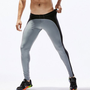 High Quality Men's <b>Leggings</b> <b>Polyester</b> Stretchable Fabric Compression Gym Yoga Running <b>Leggings</b> with Customizable Logo on Waist - Product Image 1