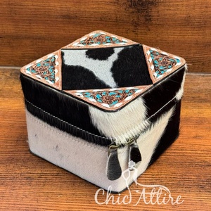 Nouveau personnalisé usiné à la main en cuir support de transport fermeture éclair Portable boîte de rangement de bijoux véritable peau de vache étui de voyage organisateur de bijoux - Product Image 1