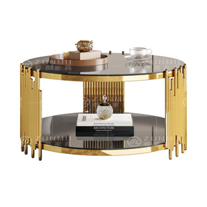 Mesa de centro con marco dorado de Metal de lujo moderno, mesa de centro para el hogar de vidrio templado, comedor, sala de estar, muebles elegantes - Product Image 2