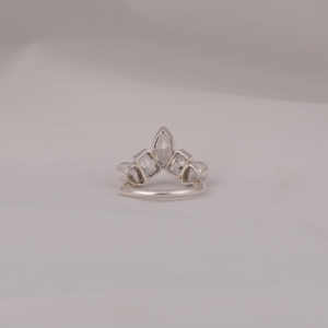 Sólido 14kt oro cinco piedras Marquesa radiante pera laboratorio cultivado diamante anillo único cumpleaños/aniversario regalo de moda nuevo diseño IGI - Product Image 3