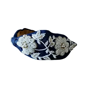 Turbante adornado a mano con estilo, accesorios para el cabello para niñas, mujeres, moda india, bordado a mano - Product Image 2