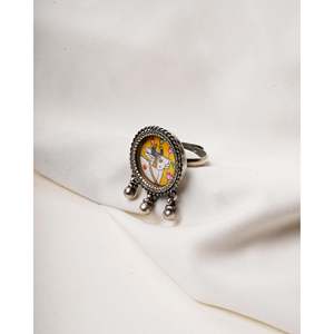 925 Silver Nandi Hasthkala <b>Ring</b> Cultural Collectible <b>Indian</b> Jewelry - Product Image 2