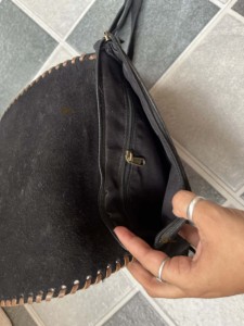 Cowhide Fur Leather Fringe Handbag Turquoise Color Stone <b>Sling</b> Bag Gypsy Boho Western Style Handmade Bag Multi Uses Bags - Product Image 6