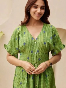 Vestido informal de algodón orgánico hecho a mano para mujer, vestido bohemio con estampado Floral a la moda para verano, regalo de San Valentín - Product Image 5