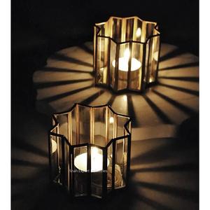 Gold Finished Mini <b>Tea</b> Light Votive & <b>Candle</b> Holder with Clear Glass & Metal Edge for Home & Wedding Events Decoration - Product Image 2