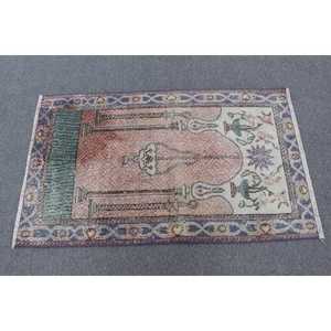 Alfombra Vintage de 2.5x4 pies, Alfombra Azul Sólida de Lana - Product Image 4