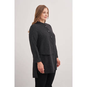 เสื้อคลุมคอจีนปักลายสีดำไซส์ใหญ่สำหรับฤดูใบไม้ร่วง - Product Image 4
