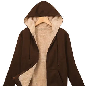 Sweat à capuche en polaire Sherpa pour femmes-Logo personnalisé Tissu Teddy doux Surdimensionné Respirant Pull écologique - Product Image 1