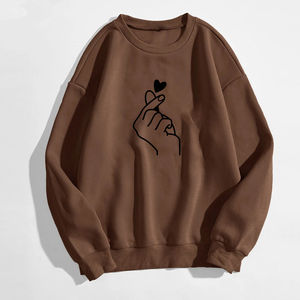 Venta al por mayor 100% de algodón de los hombres de manga larga sudadera de lana lindo corazón estampado de cuello redondo Sudadera con capucha para el invierno - Product Image 6