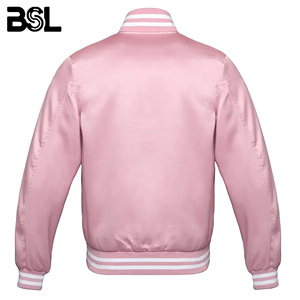 Chaqueta de invierno de satén personalizada unisex bordada High Street Baseball Letterman College Design Stand Collar estilo casual OEM teñido - Product Image 2