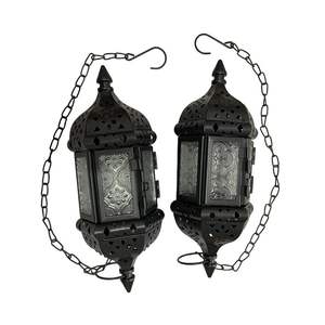 Exotic <b>Moroccan</b> Hanging Lantern Traditional Arabic Ceiling Candle Chandeliers Multi-Colored Stained Glass Panel Pendant <b>Light</b> - Product Image 6