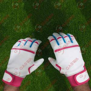 Lo último en guantes de bateo de béisbol de color blanco, rosa y azul con puño corto, guantes de bateo de béisbol de cuero de vaca de alta calidad - Product Image 5