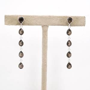 ต่างหูเงินสเตอริง925ต่างหูเม็ดเดี่ยวควอทซ์สโมคกี้ธรรมชาติทำด้วยมือเครื่องประดับเงินทันสมัยของขวัญที่สมบูรณ์แบบสำหรับเธอ - Product Image 1