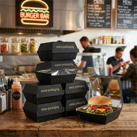 Boîte d'emballage pour plats à emporter de restaurant, hamburgers, poulet frit, en-cas, boîte en papier alimentaire personnalisée avec logo, forme coquille