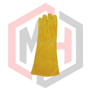 Guantes de Soldadura Amarillos de 14 Pulgadas, Resistentes al Calor, de Cuero, para Bomberos, Antiestáticos, para Soldadura TIG, MIG, MAG, con Puño de Punto de 11 oz, Resistentes a Desgarros - Product Image 3