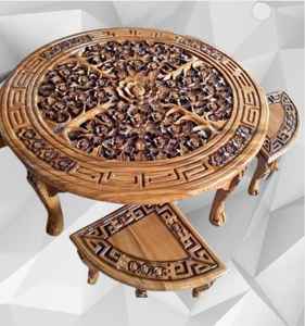 Juego de Mesa de Centro, Mesa Tallada - Product Image 3