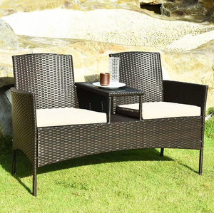 Precio al por mayor al aire libre silla de mimbre 2 plazas sofá conjunto muebles Benchlove cartón embalaje Phu Linh fabricante Original - Product Image 4