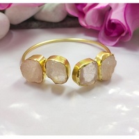 Brazalete de Latón Chapado en Oro con Incrustaciones Geométricas de Granate, Estilo Vintage, Joyería Unisex para Bodas