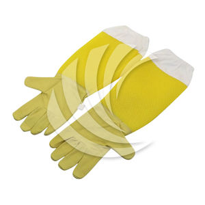 Guantes de apicultura unisex para adultos ventilados de algodón amarillo con palmas protectoras - Product Image 5